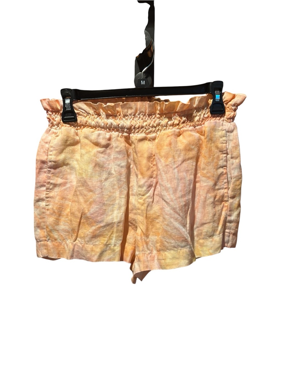 Bella Dahl Peach Tie-Dye High Waist Pull On Linen Shorts XS